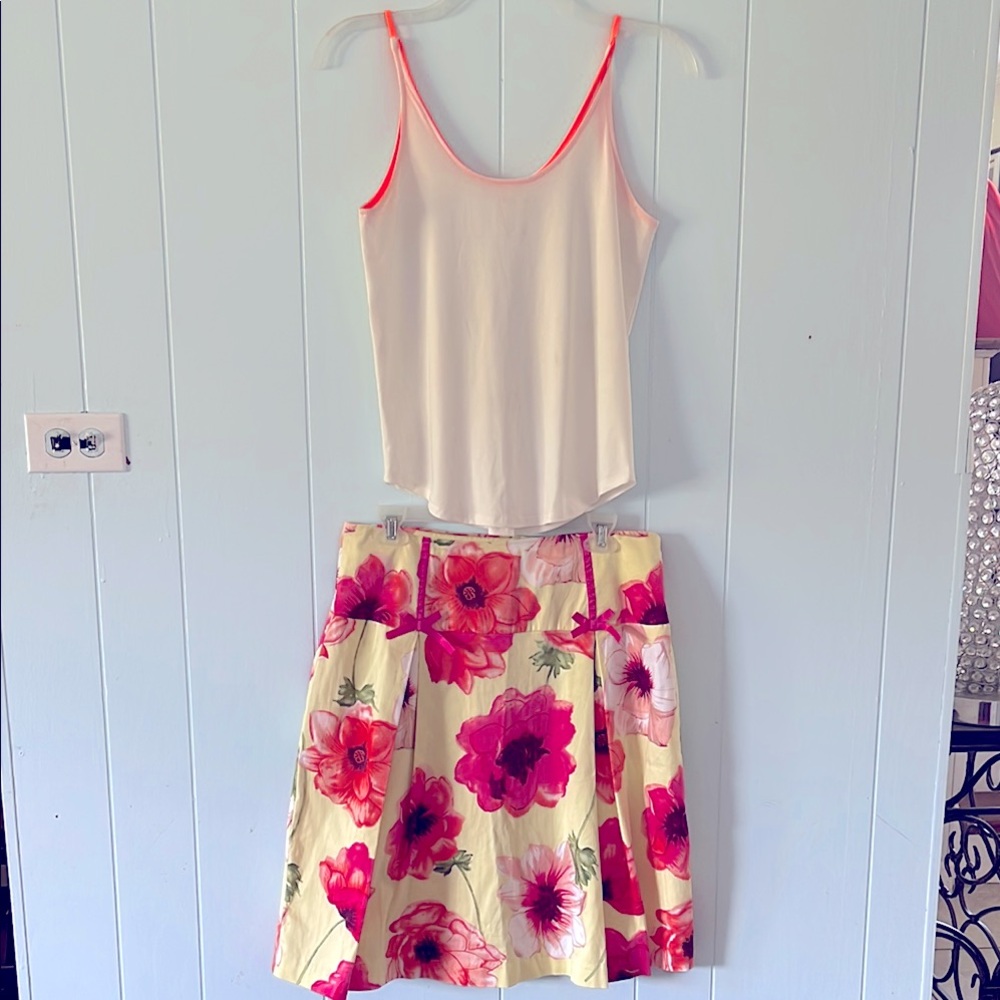 Ninety yellow pink floral skirt set